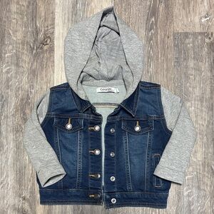 5/$25 Kids Denim and Gray Hooded Jacket 18-24 Months